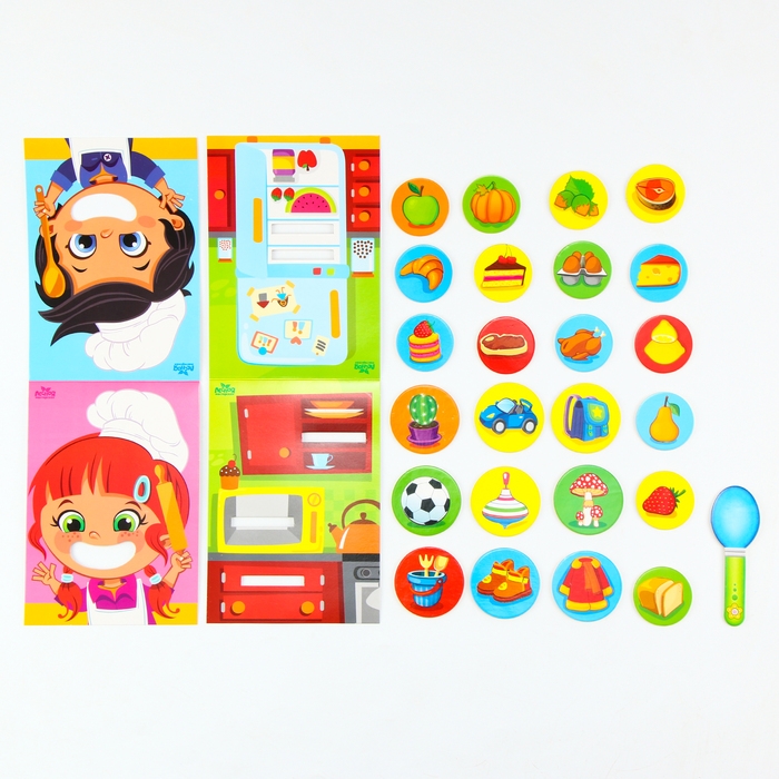 Развивающая игра &laquo;Накорми меня&raquo; (2 основы+ ложка+ 24 элемента)