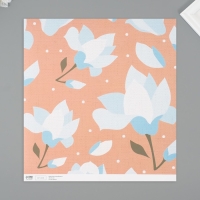 Бумага для скрапбукинга "Нежно-голубые цветы" плотность 180 гр набор 5 шт 30,5х32 см