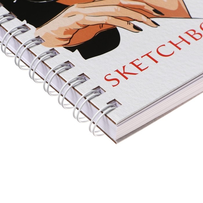 Скетчбук А5, 80 листов на гребне по длинной стороне "На стиле", твёрдая обложка, блок 100 г/м&sup2;