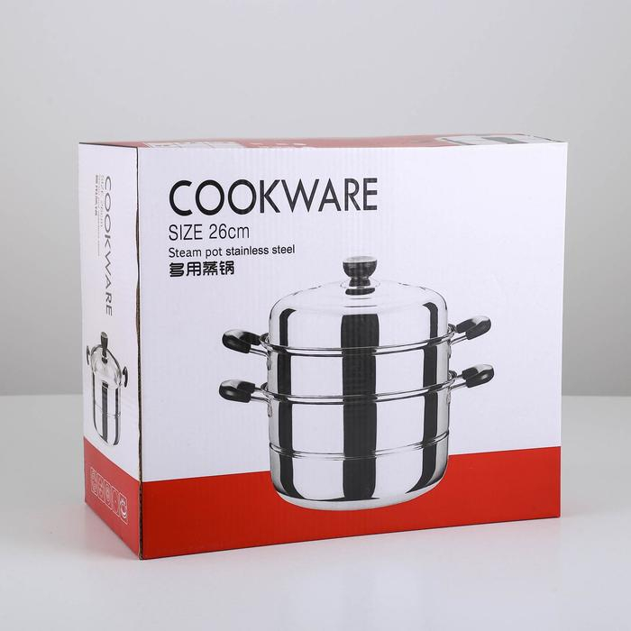 Пароварка из нержавеющей стали «Дари», d=26 см, 2 уровня Пароварка из нержавеющей стали «Дари», d=26 см, 2 уровня