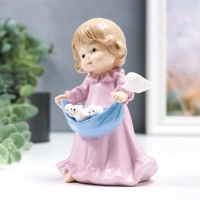 Сувенир керамика "Ангелочек в розовом платье, с цыплятами в подоле" 15 см Сувенир керамика "Ангелочек в розовом платье, с цыплятами в подоле" 15 см
