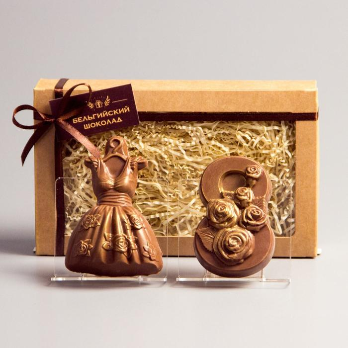 Шоколадные фигурки, 2 в 1 &laquo;Платье + 8 марта. Розы&raquo;, 160 г