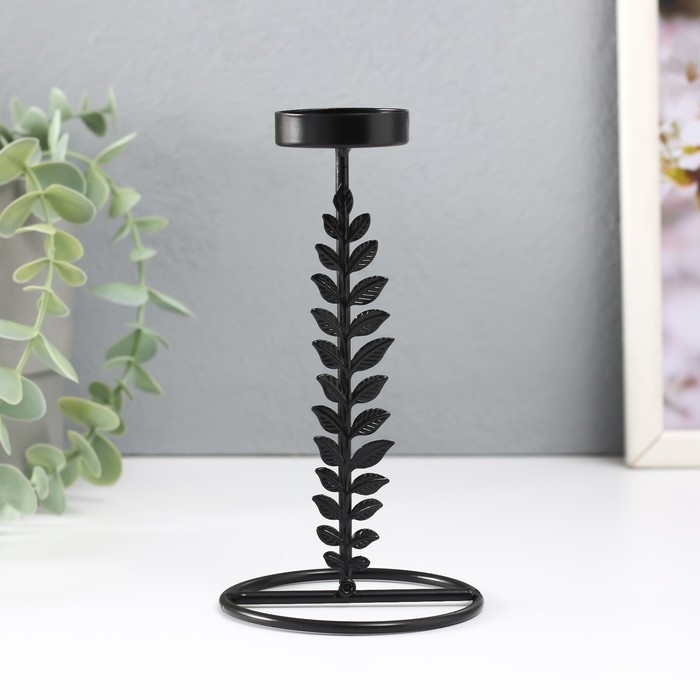 Подсвечник металл на 1 свечу Подсвечник металл на 1 свечу "Веточка с листьями" d=4 см 8х8х13,5 см