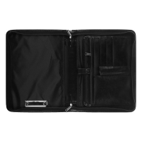 Папка деловая, искусственная кожа, для бумаг, 370 х 275 х 50 мм, с металлическим прижимом, с ручкой, 6Д52 &laquo;Люкс&raquo;, чёрная