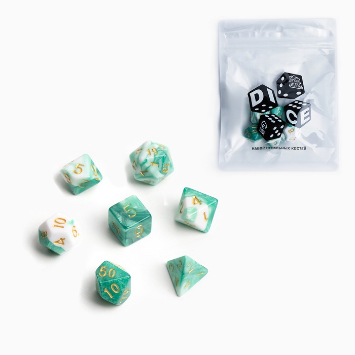 Набор кубиков для D&D (Dungeons and Dragons, ДнД) Набор кубиков для D&D (Dungeons and Dragons, ДнД) "Время игры", серия: D&D, 7 шт, мрамор