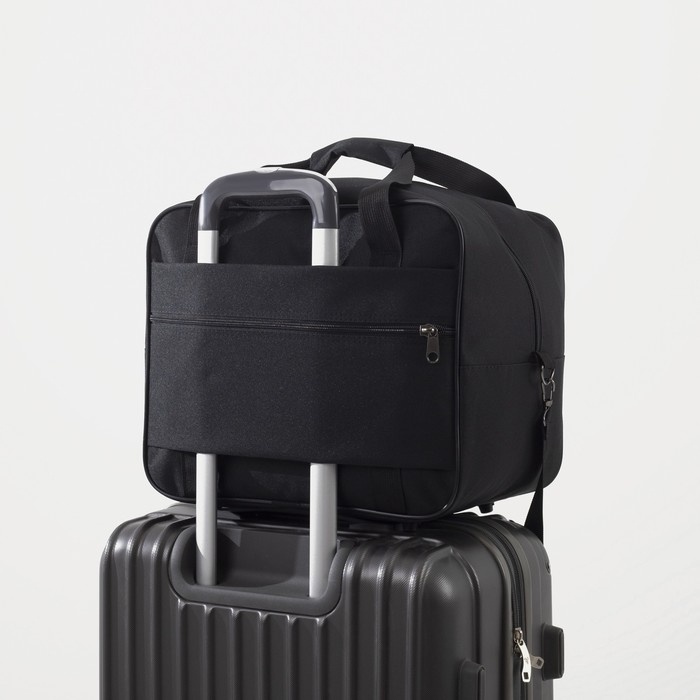 Сумка дорожная на молнии, 2 наружных кармана, длинный ремень, цвет чёрный Сумка дорожная на молнии, 2 наружных кармана, длинный ремень, цвет чёрный