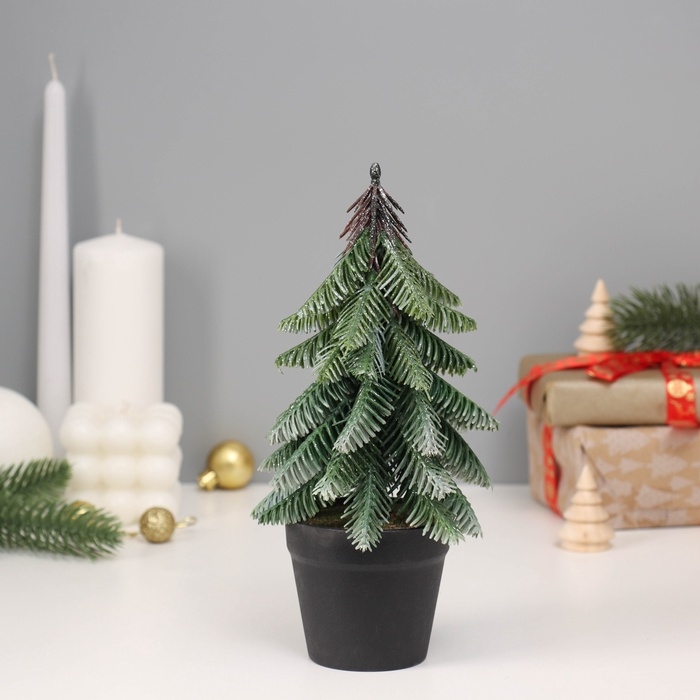 Искусственная ёлка настольная «Зимнее волшебство. Заснеженная с блёстками» в горшочке, 22 см Искусственная ёлка настольная «Зимнее волшебство. Заснеженная с блёстками» в горшочке, 22 см