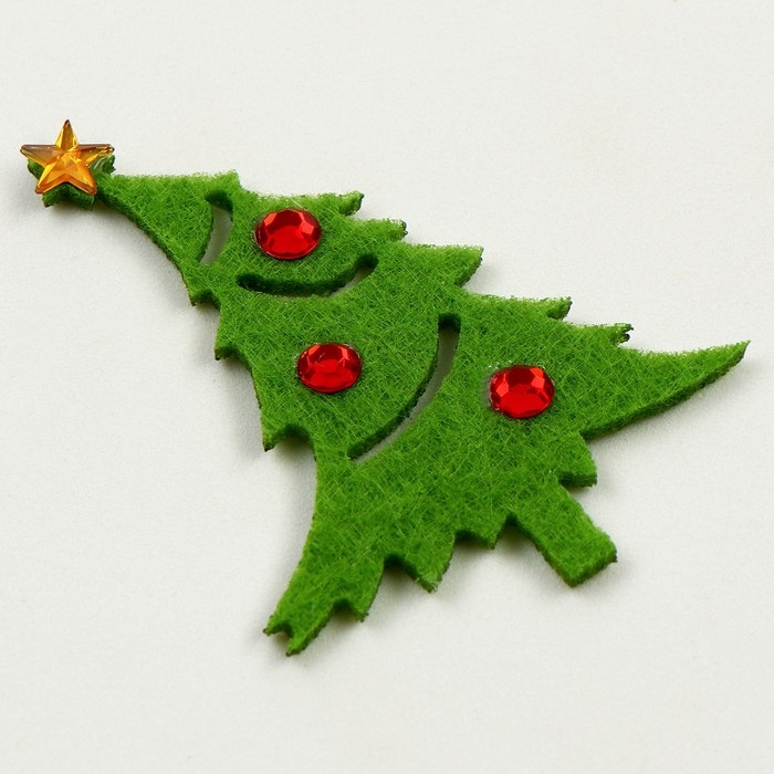 Новый год! Набор фетровых деталей для декора &laquo;Ели&raquo; набор 4 шт., размер 1 шт. &mdash; 6 &times; 2 см, двусторонний скотч