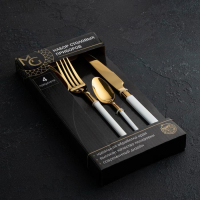 Столовые приборы из нержавеющей стали Magistro «Версаль», 4 предмета, цвет ручек белый Столовые приборы из нержавеющей стали Magistro «Версаль», 4 предмета, цвет ручек белый