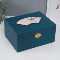 Шкатулка кожзам для украшений сундук"Кулон на сакуре. Узоры" синяя" 26х20х13 см Шкатулка кожзам для украшений сундук"Кулон на сакуре. Узоры" синяя" 26х20х13 см