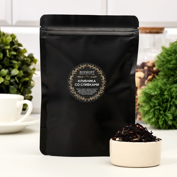 Чай чёрный Чай чёрный "Клубника со сливками", 50 г