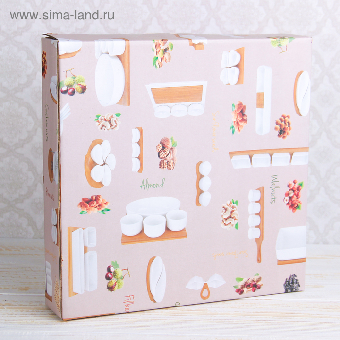 Набор салатников керамических на деревянной подставке &laquo;Эстет. Лист&raquo;, 4 предмета: 50 мл, цвет белый