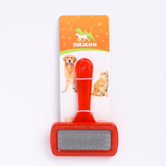 Пуходерка Пуходерка "Симпл" с прозрачной ручкой, с каплями, 9,5 х 13,8 см, красная