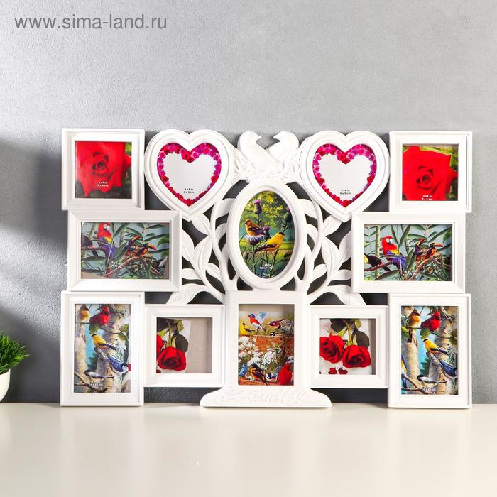 Фоторамка пластик на 12 фото 10х15 см 10х10 см 12х12 см Фоторамка пластик на 12 фото 10х15 см 10х10 см 12х12 см "Семейное гнездо" 43,5х64,5 см