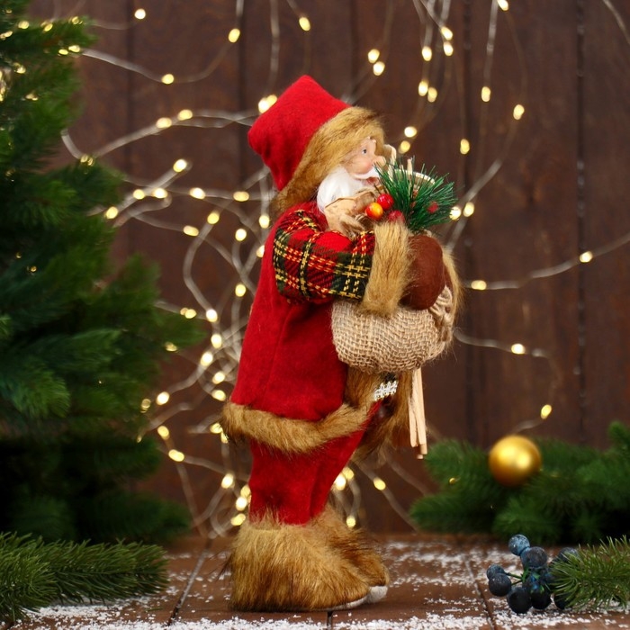 Дед Мороз Дед Мороз "С мешком и лыжами" 30 см