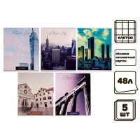 Комплект тетрадей из 5 штук, 48 листов в клетку Calligrata "Города", обложка мелованный картон, блок №2, белизна 75% (серые листы) Комплект тетрадей из 5 штук, 48 листов в клетку Calligrata "Города", обложка мелованный картон, блок №2, белизна 75% (серые листы)