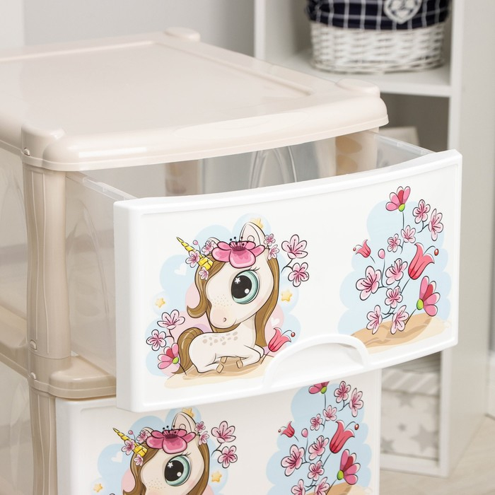 Комод 4-х секционный на колесиках &laquo;Сказочное королевство&raquo;, цвет и рисунок МИКС