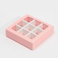 Коробка для конфет, кондитерская упаковка, 9 ячеек, &laquo;Розовая&raquo; 14.5 х 14.5 х 3.5 см