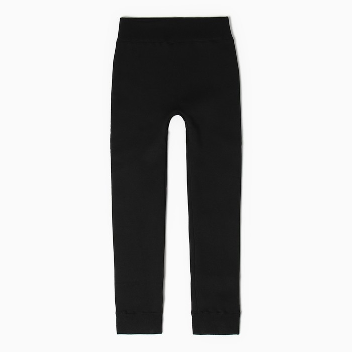 Леггинсы для девочек с мехом, цвет черный, рост 122-134см