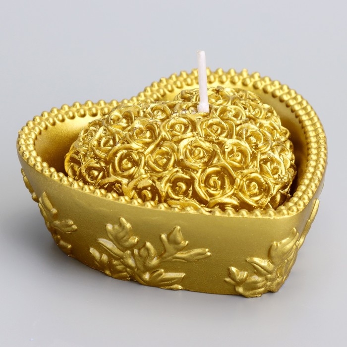 Свеча Свеча "Сердце" 9х4,5см, золото