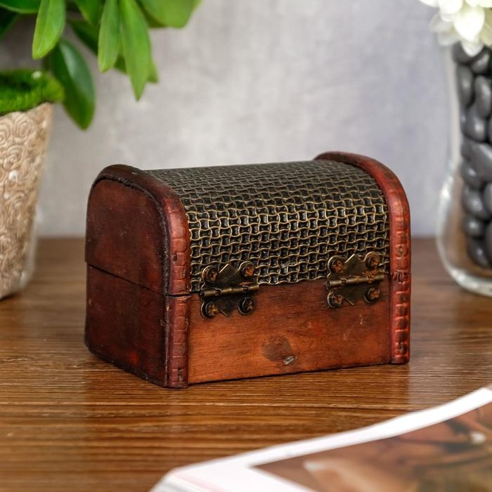 Шкатулка дерево сундучок Шкатулка дерево сундучок "Сеточка" 6х8х5,5 см