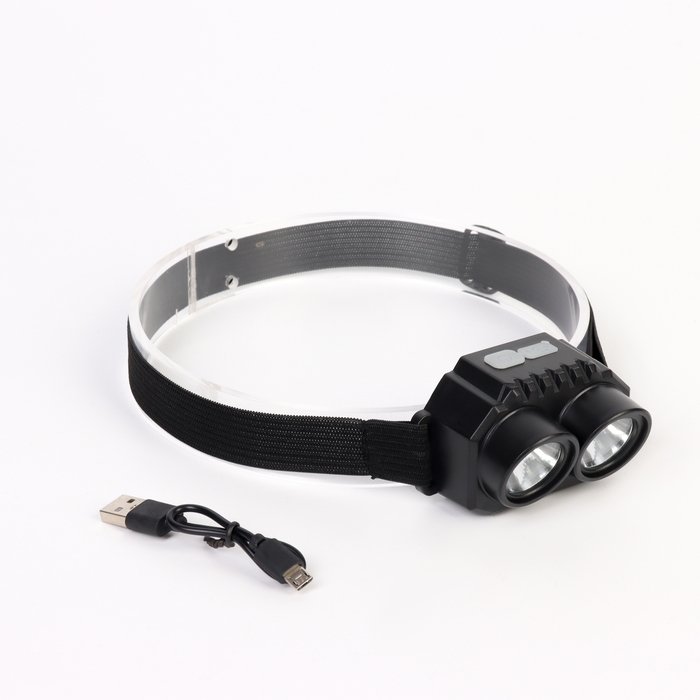 Фонарь налобный аккумуляторный 3 Вт, 500 мАч, 200 лм, IPX4, 5 режимов Фонарь налобный аккумуляторный 3 Вт, 500 мАч, 200 лм, IPX4, 5 режимов