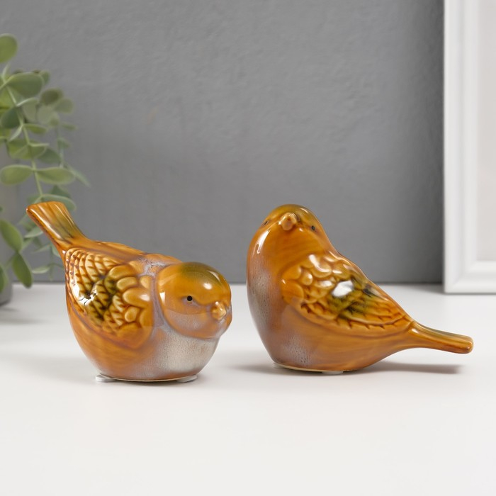 Сувенир керамика " Воробышек с зелёным оперением" МИКС 8х12х6 см