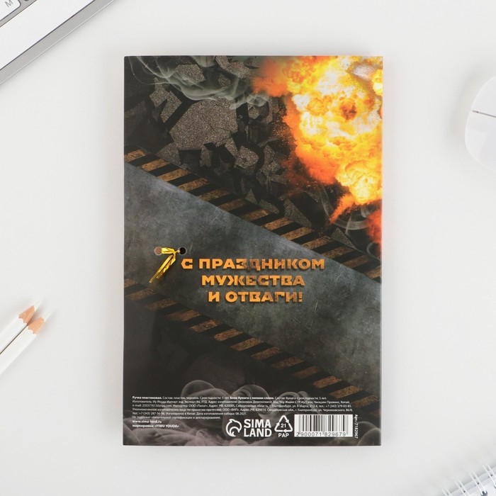 Подарочный набор &laquo;23 февраля&raquo;: ручка пластик с фигурным клипом и стикеры