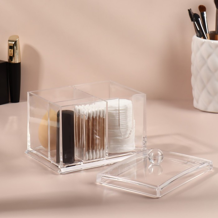 Органайзер для хранения, 4 секции, 13 &times; 14 &times; 11 см, цвет прозрачный