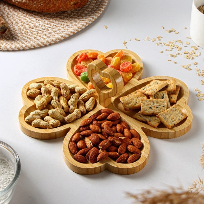 Менажница Доляна &laquo;Цветок&raquo;, 27&times;27&times;9 см, бамбук