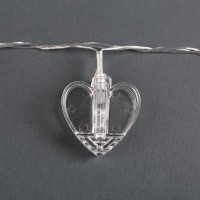 Гирлянда &laquo;Нить&raquo; 4.5 м с насадками &laquo;Прищепки-сердце&raquo;, IP20, прозрачная нить, 20 LED, свечение белое, 220 В