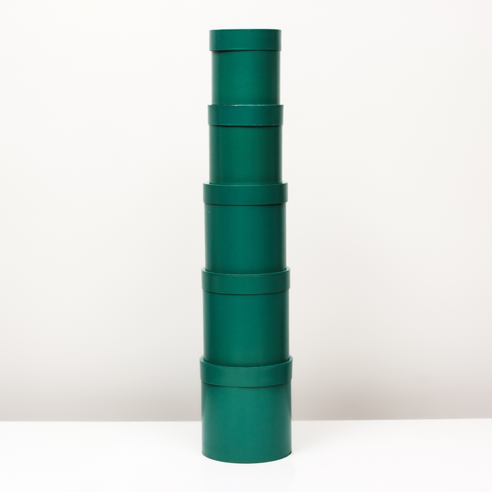 Набор круглых коробок 5 в 1 глянец Изумруд , 20*20,19*19,18*18,16*16,15*15 Набор круглых коробок 5 в 1 глянец Изумруд , 20*20,19*19,18*18,16*16,15*15