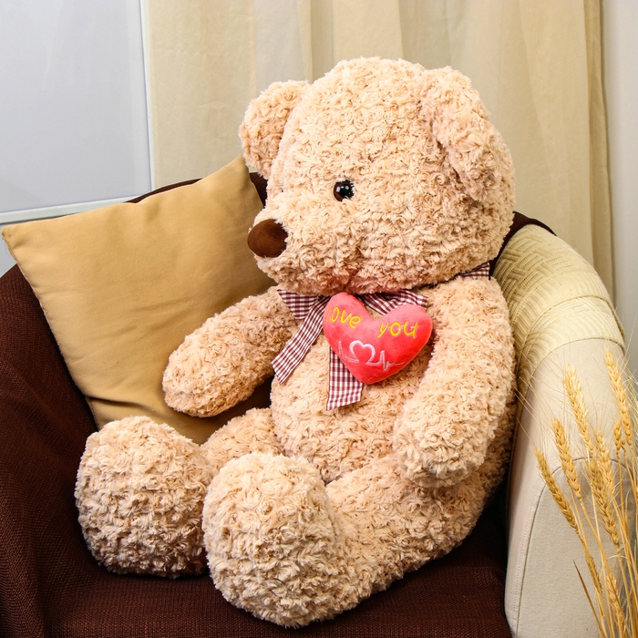 Мягкая игрушка «Медведь» с сердцем, 80 см, цвет бежевый Мягкая игрушка «Медведь» с сердцем, 80 см, цвет бежевый