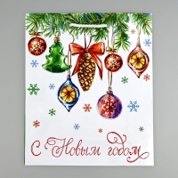 Пакет подарочный новогодний ламинированный &laquo;С Новым годом&raquo;, ёлочные игрушки, ML 21 х 25 х 8 см