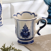 Кружка "Кофейная", высота 9 см, объём 160 мл, гжель