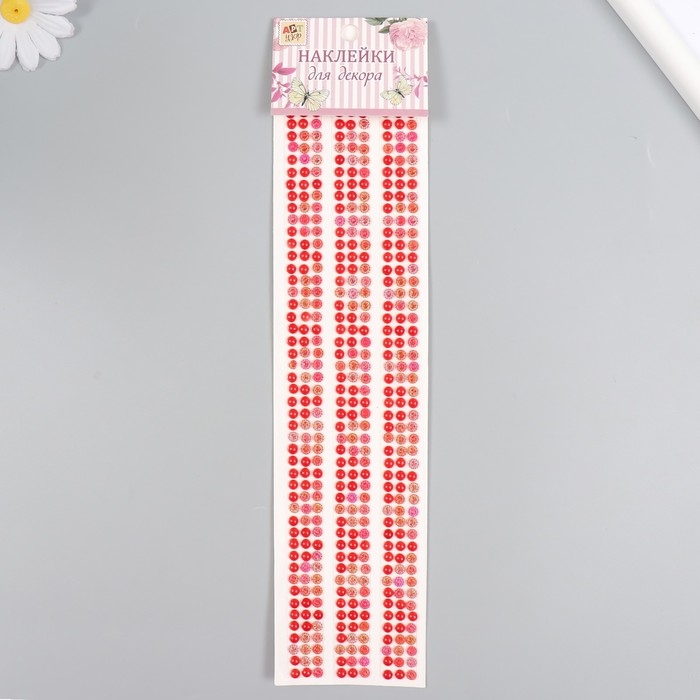 Наклейка пластик стразы Наклейка пластик стразы "Жемчужины и цветочки" МИКС 7х31 см