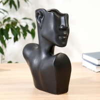 Ваза керамика настольная "Изящный профиль" h-28 см, чёрный Ваза керамика настольная "Изящный профиль" h-28 см, чёрный