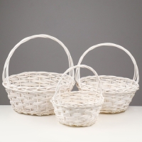 Набор корзин плетёных, ива, 3 шт., белый цвет Набор корзин плетёных, ива, 3 шт., белый цвет