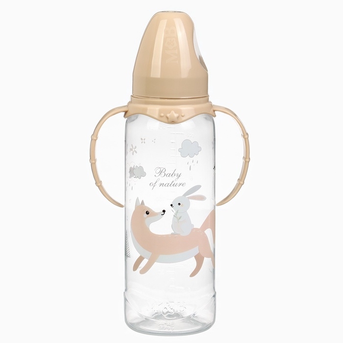 Набор бутылочек для кормления &laquo;Лесные зверята&raquo; 150 и 250 мл, прямые, цвет бежевый