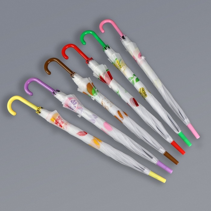 Зонт - трость полуавтоматический &laquo;Фрукты&raquo;, 8 спиц, R = 45/55 см, D = 110 см, рисунок МИКС