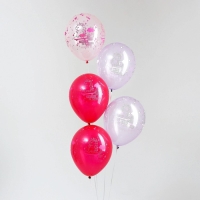 Воздушный шар латексный 12" &laquo;Пой, танцуй, не паникуй&raquo;, прозрачный, цвет роз., фиол., красн., 50 шт.