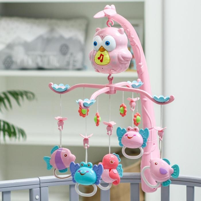 Мобиль музыкальный на кроватку &laquo;Совушка&raquo;, проектор, пульт, цвет и виды МИКС