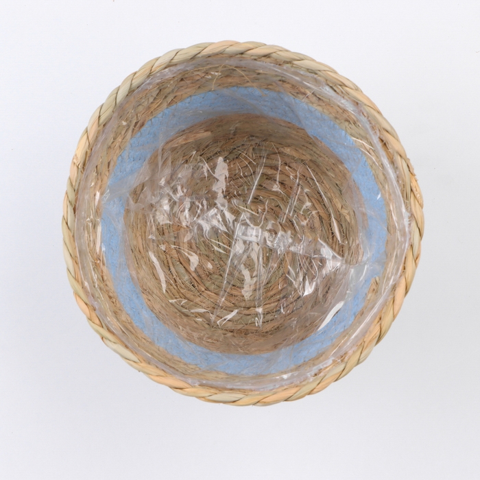 Кашпо плетеное "Намибия", 17,5х17,5х16 см, натуральный, голубой
