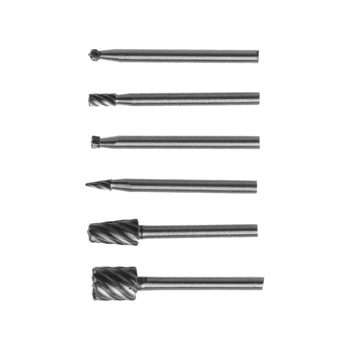 Набор шарошек по дереву и пластику ТУНДРА, диаметр хвостовика 3 мм, 6 шт. Набор шарошек по дереву и пластику ТУНДРА, диаметр хвостовика 3 мм, 6 шт.