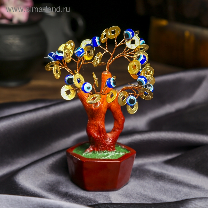 Сувенир Сувенир "Денежное дерево" 16 глазок, 32 монеты 16х6,7х5,2 см