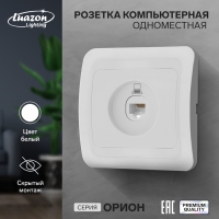 Розетка компьютерная одноместная Luazon Lighting "Орион", скрытая, белая Розетка компьютерная одноместная Luazon Lighting "Орион", скрытая, белая