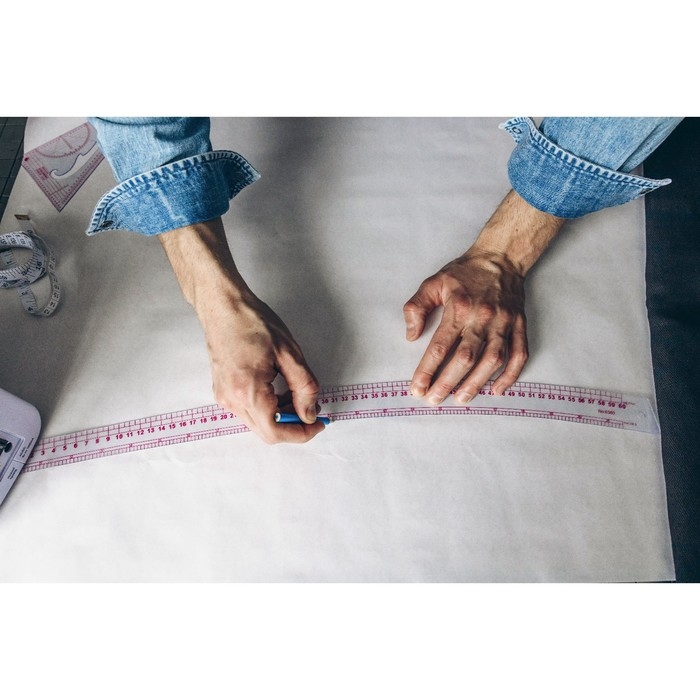 Лекало портновское метрическое &laquo;Сабля&raquo;, 62 &times; 6 см, толщина 0,5 мм, цвет прозрачный