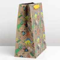 Пакет подарочный крафтовый вертикальный, упаковка, &laquo;Динозавр: Dino&raquo;, ML 23 х 27 х 11.5 см