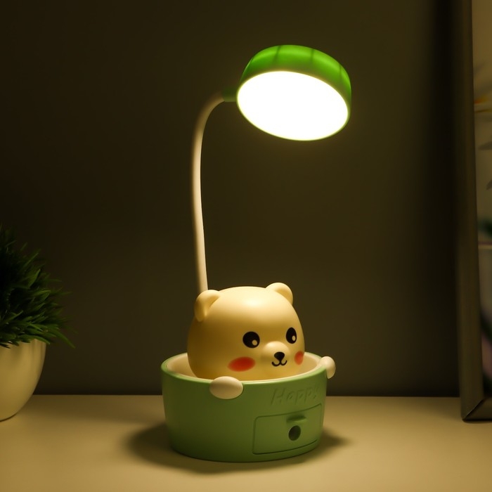 Светильник сенсорный с точилкой Светильник сенсорный с точилкой "Михалыч" LED, от USB/АКБ 6 Вт белый-зеленый 8х6х25 см RISALUX 1006