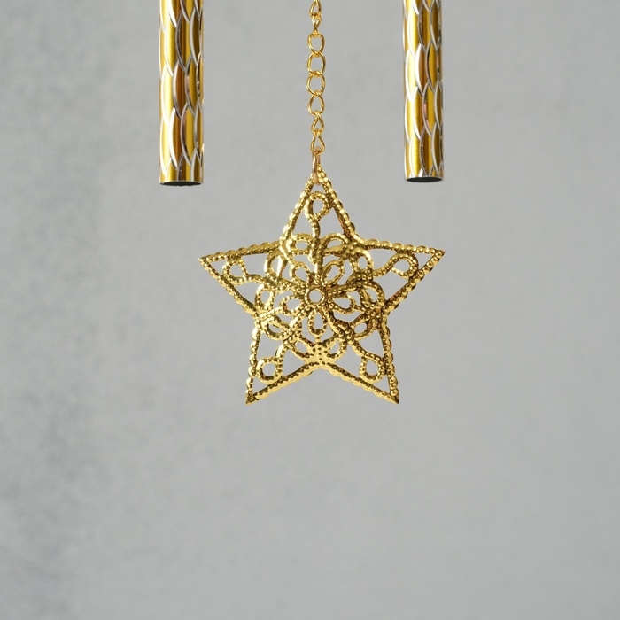 Музыка ветра металл Музыка ветра металл "Полумесяц и бабочки" 3 колокольчика 2,5х20х67 см